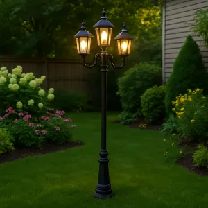 Add charm and warmth to your outdoor space with stylish lamp posts