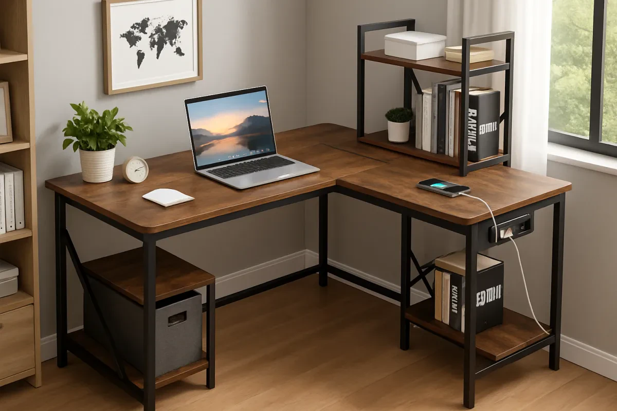 Versatile Unikito L Shaped Desk with USB Ports