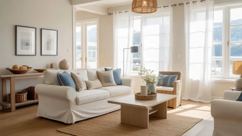 Create a beautiful space that combines rustic charm and beachy vibes for ultimate comfort