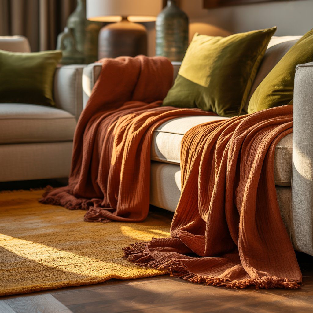 Winter color palette with terracotta, caramel, and moss.