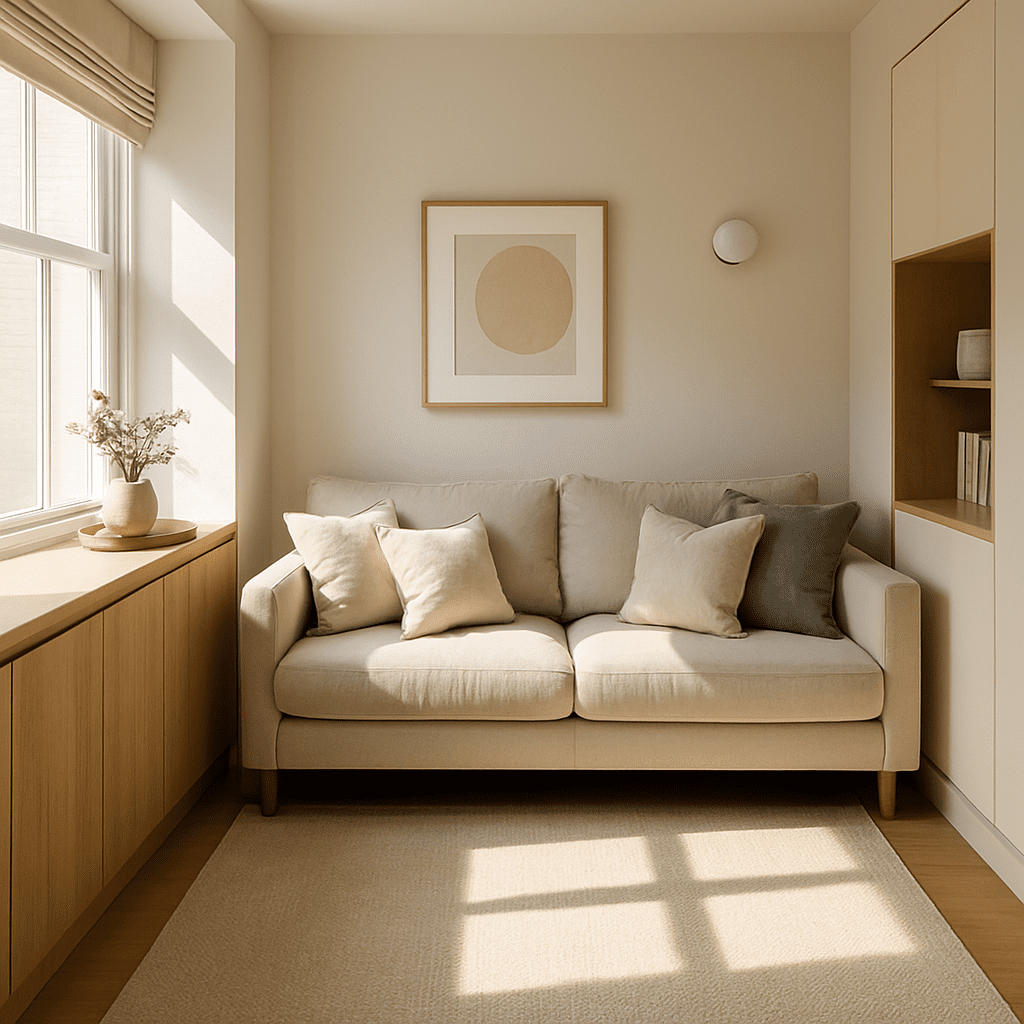 Cozy, minimalist living room design.