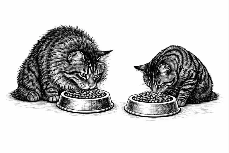 Two Bowls For Two Cats That Need Four