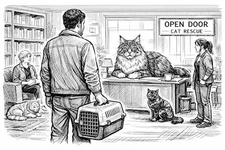 A Man Searching For A Feline Companion 