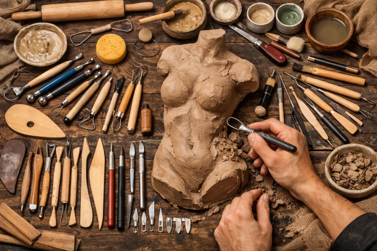 Essential 43-Piece Tool Set for Pottery Sculpting