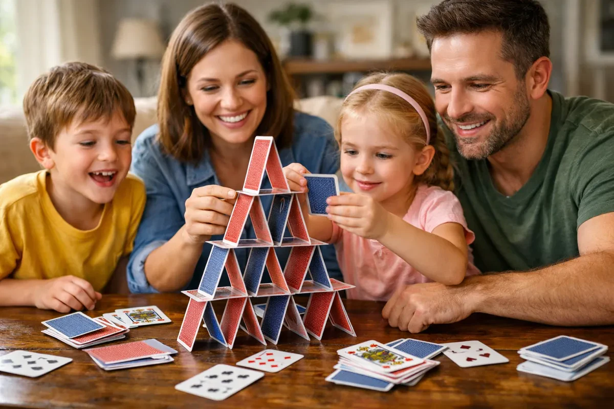 Building a Card House with Family Fun