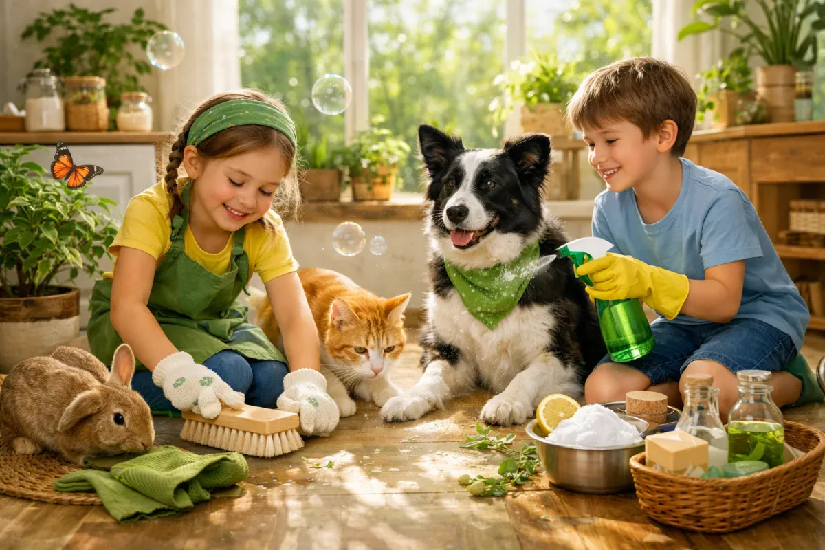 Engage Kids and Pets in Eco Cleaning Fun