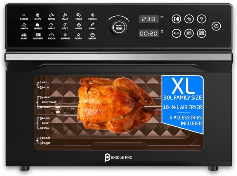 A review of the BridgePro 30L Digital Air Fryer Oven XXL, including its features and performance