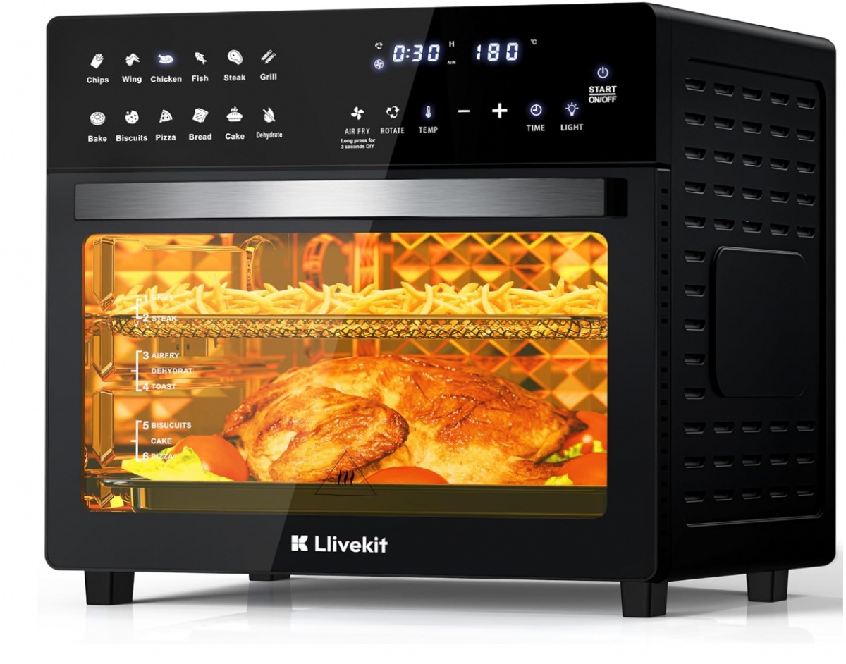 LLIVEKIT Air Fryer Mini Oven with Rotisserie 26L Large