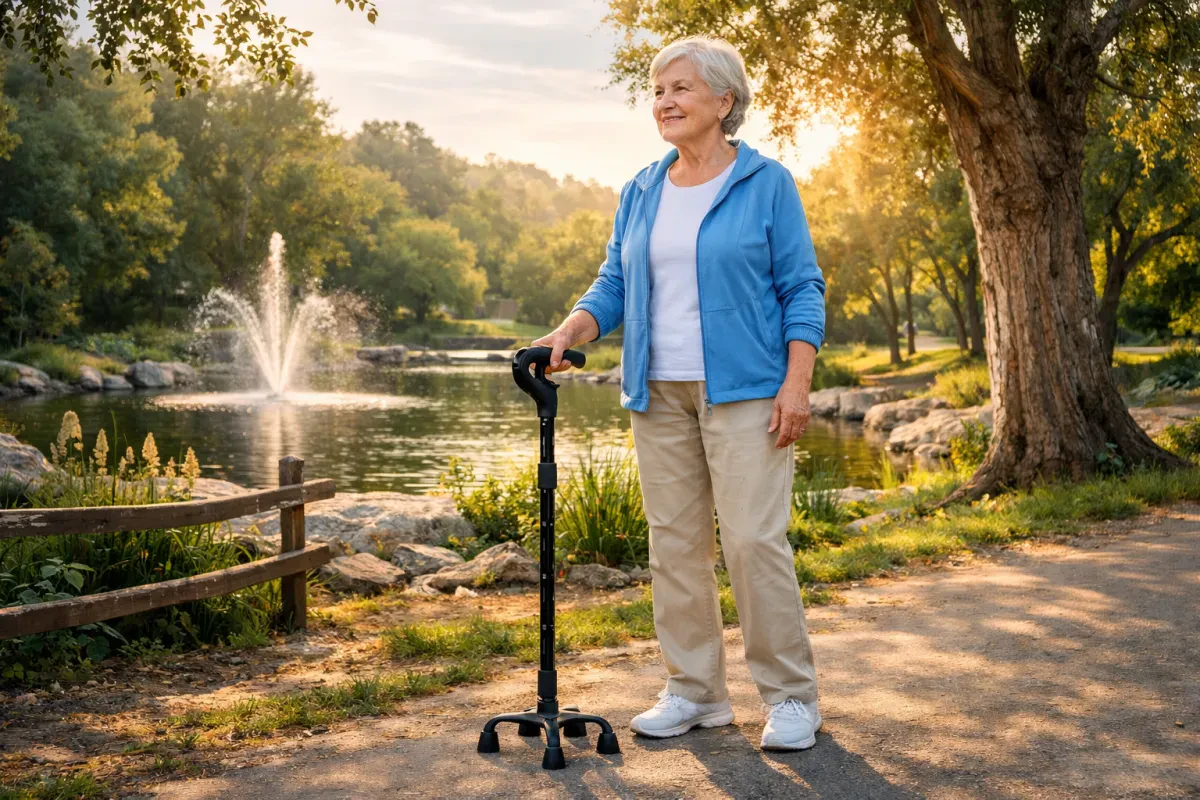 Extra Stability with Rehand Adjustable Quad Cane