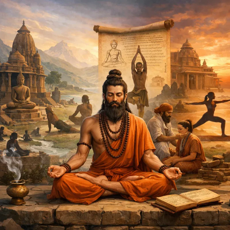 Explore the ancient origins and evolution of the practice of yoga