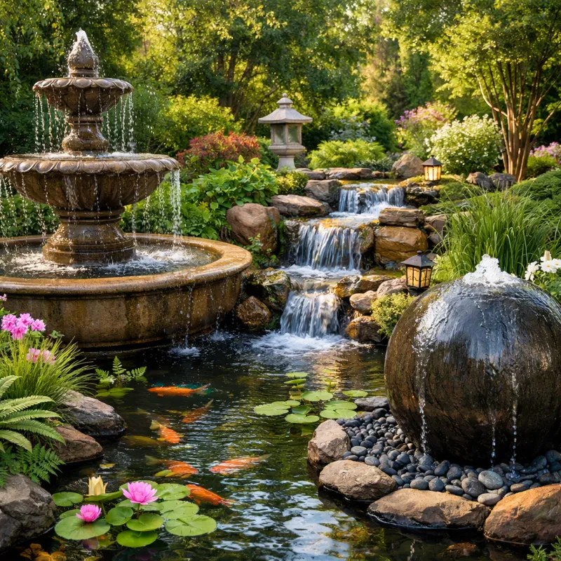 Create a peaceful oasis in your yard with beautiful water features