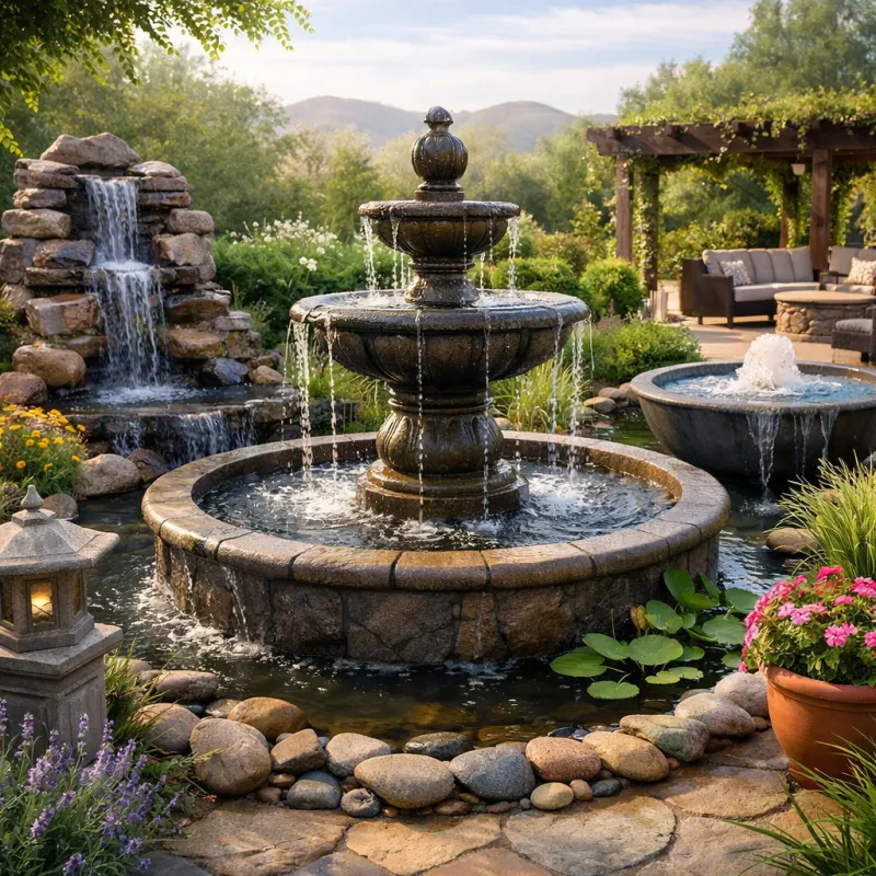 Transform your outdoor space into a serene oasis with beautiful water fountains