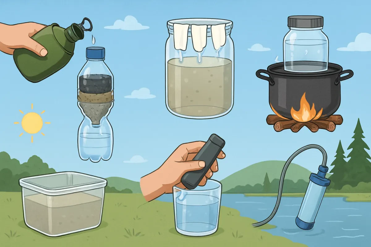 Discover simple ways to ensure you always have safe drinking water when you're away from civilization Water Is Your First Lifeline: 7 Proven Methods to Purify Water Off-Grid