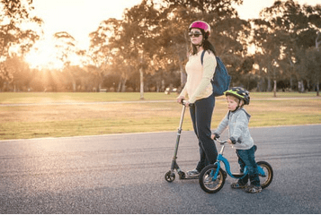 woman with scooter
