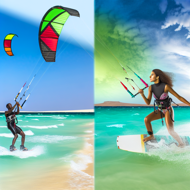 Find the unique differences and similarities between kitesurfing and kiteboarding