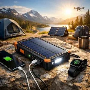 Stay powered up on the go with this portable solar charger