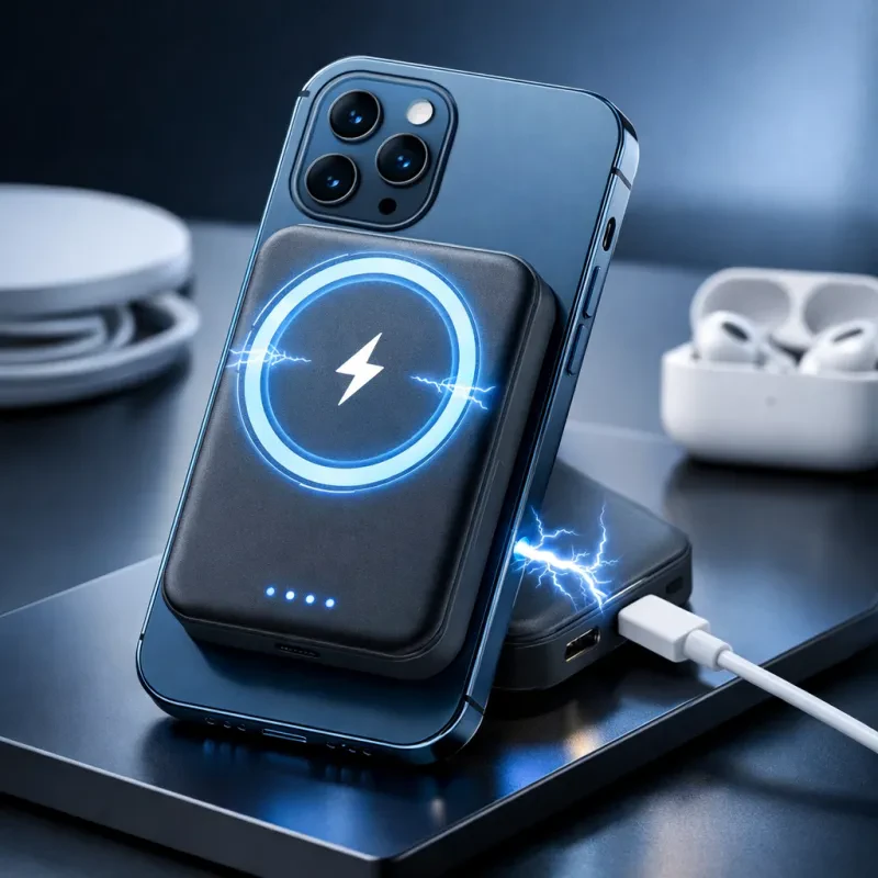 Stay charged on the go with effortless magnetic attachment for your iPhone