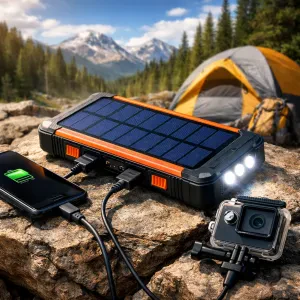 Stay charged on the go with sunny energy and dual USB ports