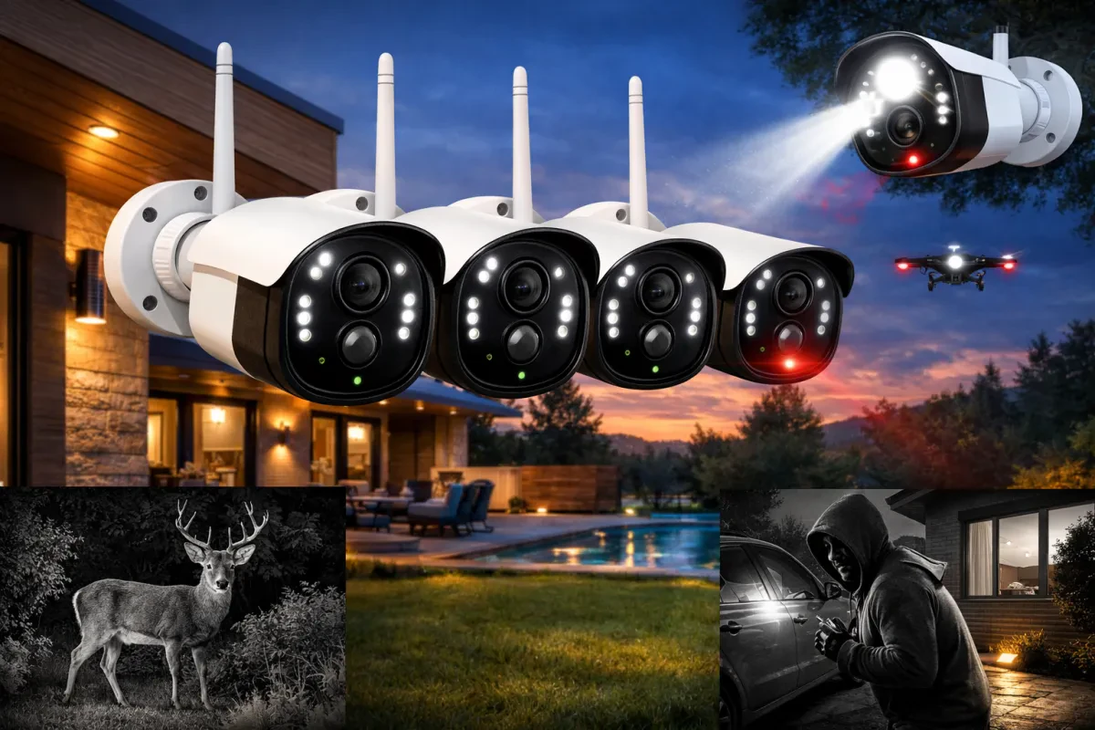 MaxiViz Four Pack Wireless Outdoor Security Cameras