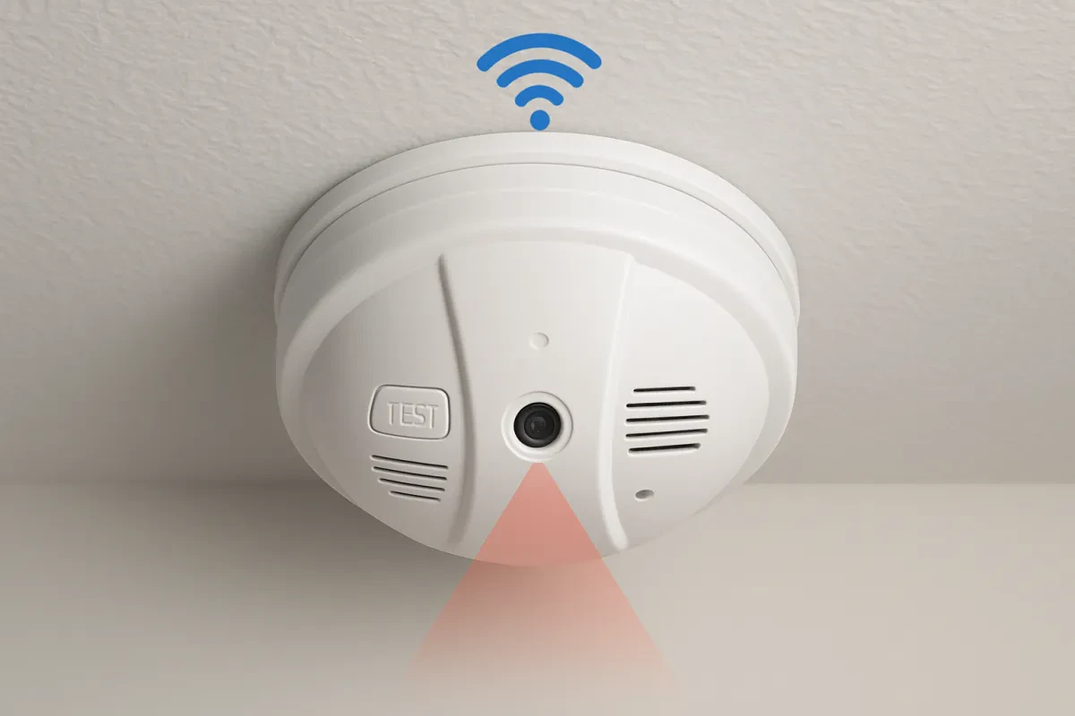 Hidden 1080P WiFi Smoke Detector Camera with Battery