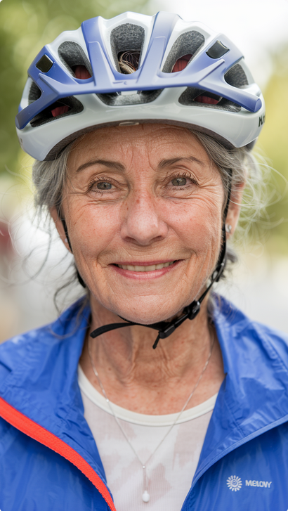 senior wearing safety helmet