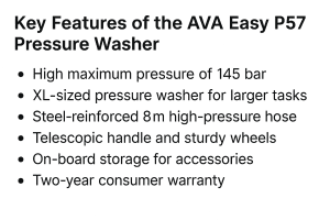 A closer look at the AVA Easy P57 high-power pressure washer XL, including who it suits best, how it feels to use, and how it compares to other AVA models.