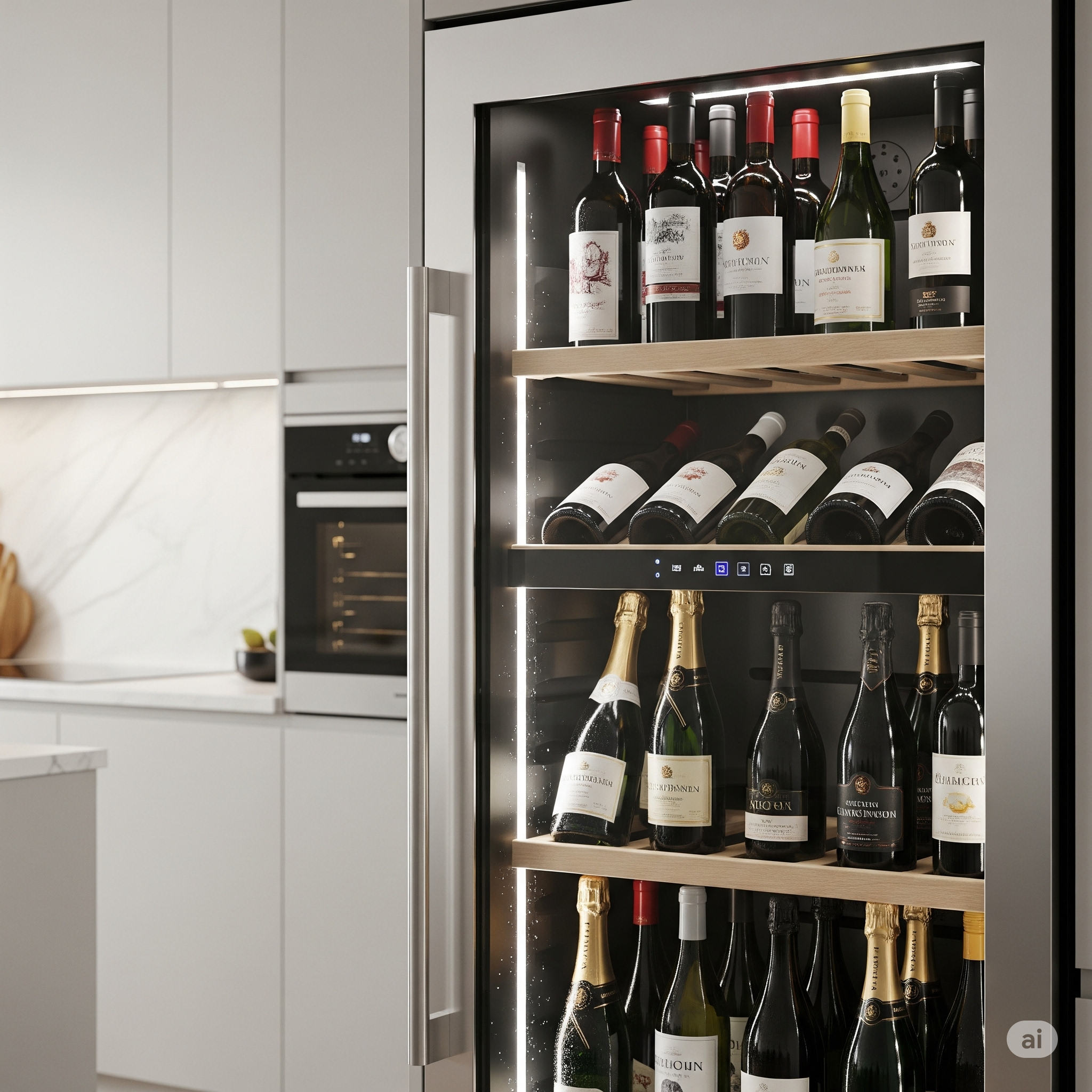 A Baridi 24 dual zone wine cooler showcasing a well-organized wine collection
