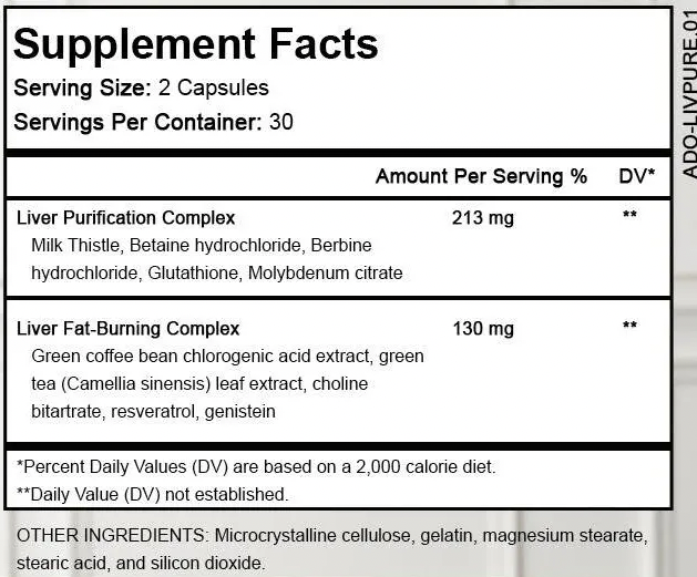 Liv Pure supplement facts banner