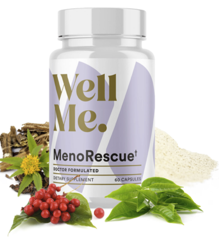 Menorescue product with herbs around the base