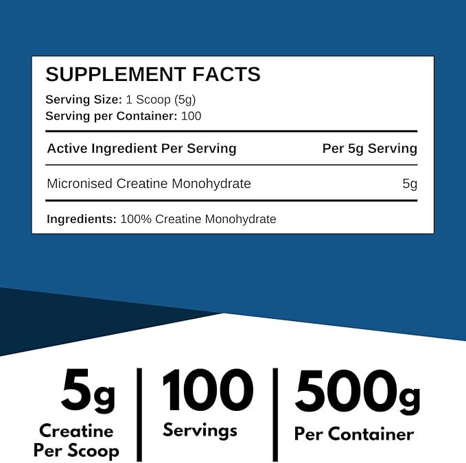 500g Creatine Monohydrate –  Supplement Facts