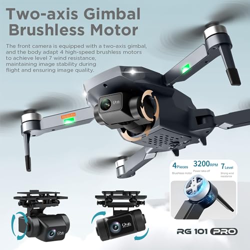 BAPHIYA 4K Dual Camera GPS Drone 2 axis gimbal, brushless motor