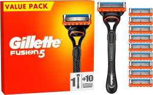 Experience the ultimate shaving experience with the revolutionary Gillette Fusion5 Men's Razor and indulge in unrivaled precision and unparalleled comfort with 10 razor blade refills
