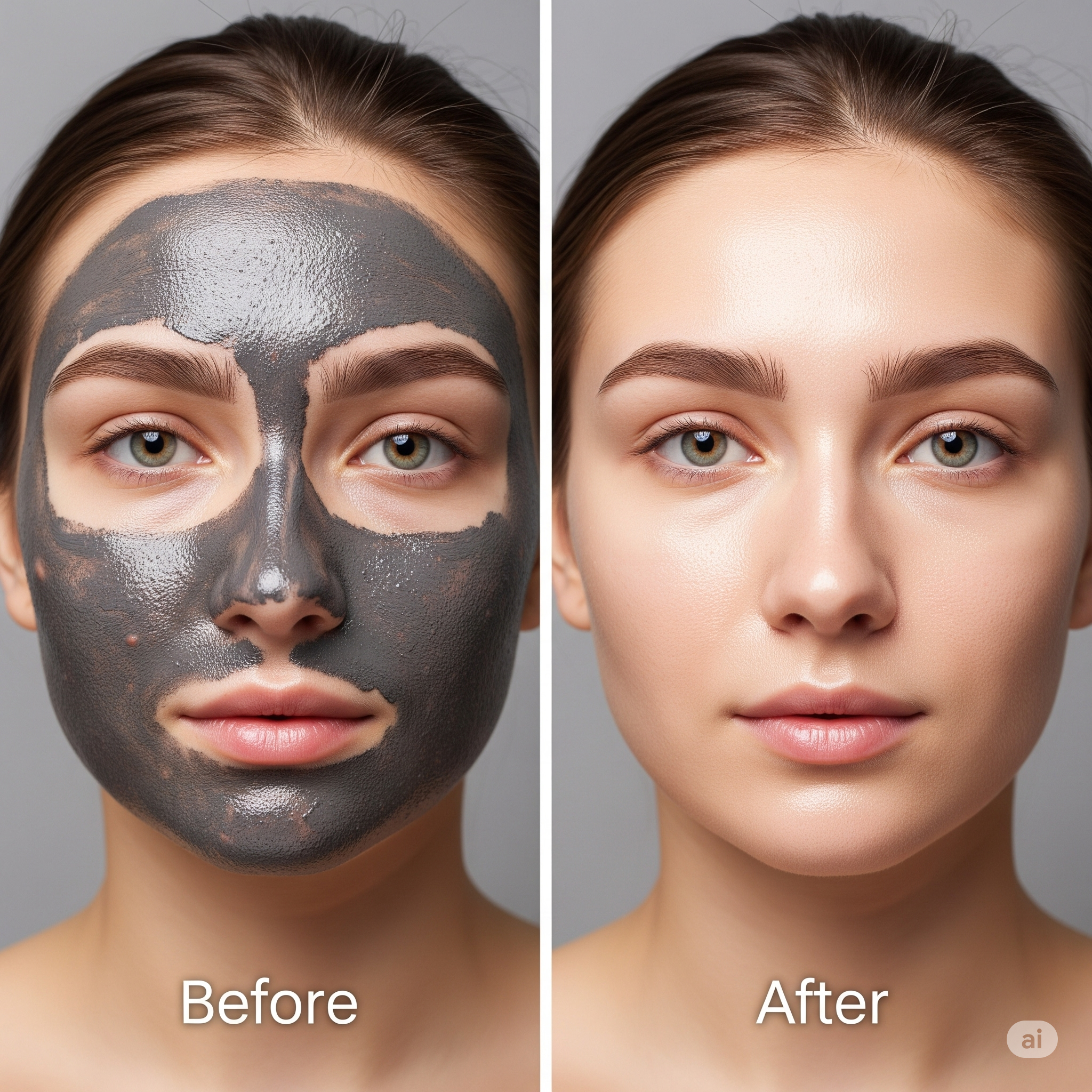 Image showing someone applying a mud mask or a before/after of skin improvement