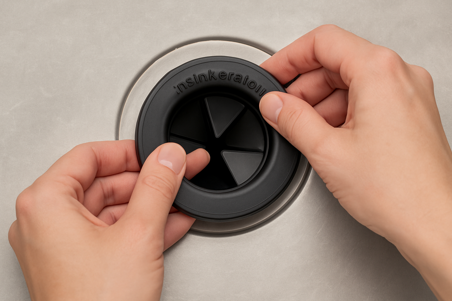 Replacing an InSinkErator splash guard by hand