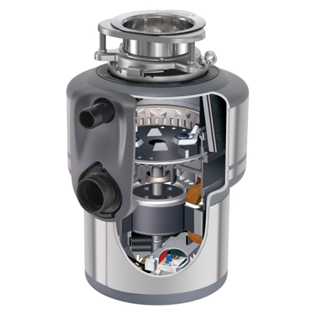 Cutaway view showing Evolution disposal with insulation and anti-vibration mounts