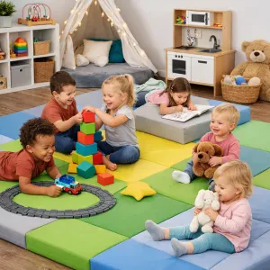 Create a safe and comfy play space for little ones to explore and enjoy