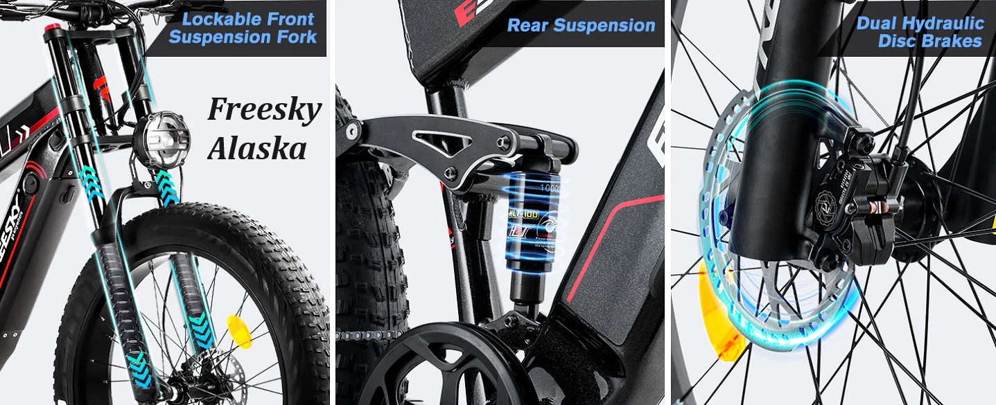Freesky - Front Suspension, rear suspension, dual hydraulic disc brakes