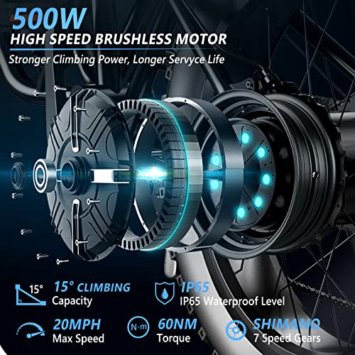 PEXMOR 500W Fat Tire Electric Mountain Bike