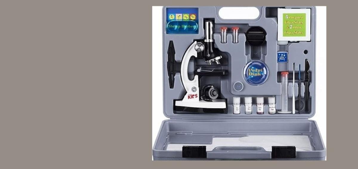 Amscope 120X-1200X 52-Pcs Kids Beginner Microscope