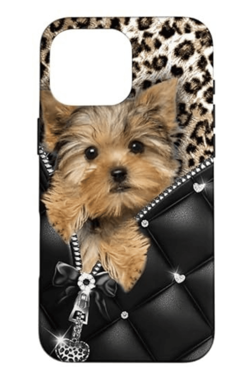 I Love Yorshire Dogs Leopard Hippie Leather Zipper