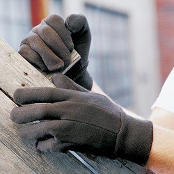 Brown Jersey, Canvas, & String Knit Gloves