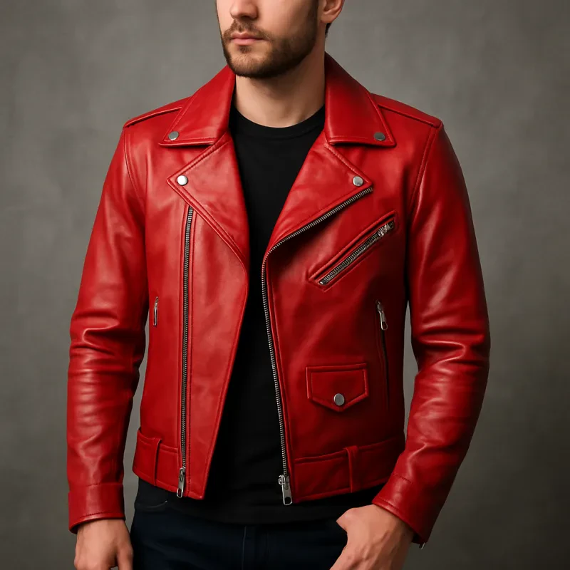Men's Red Leather Jacket