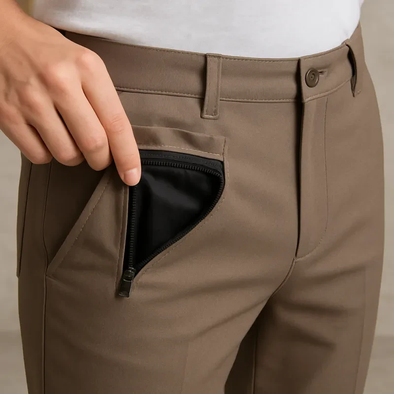 Trousers with hidden pockets