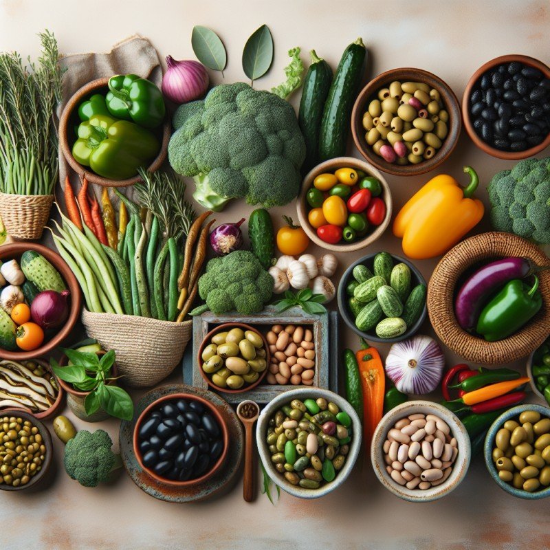 Vegetables, Olives, Beans