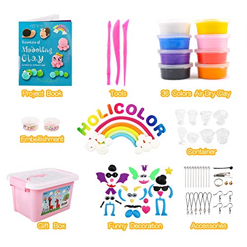 36 Colors Air Dry Clay Kit: Ultra Light Modeling, Kids Accessories