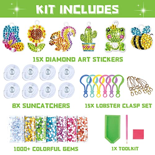 DIY Gem Keychains: Crafts for Kids (15-Piece Set)