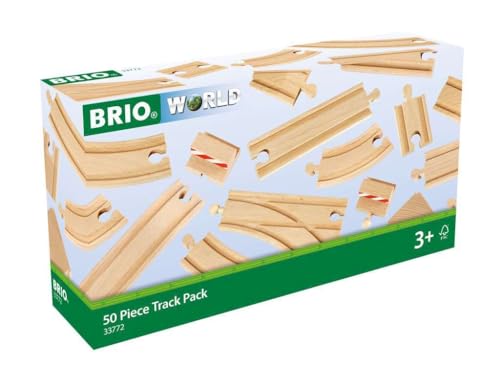 BRIO Wooden Tracks and Train Accessories – 50-Piece Pack