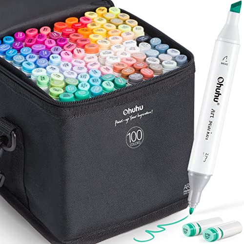 Ohuhu Dual Tipped Art Markers - 100 Colors