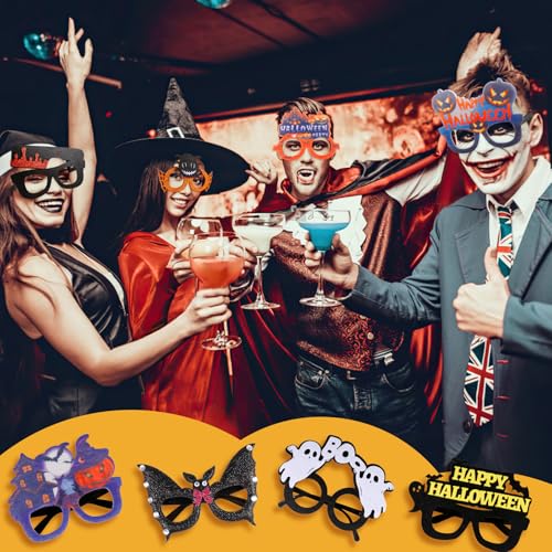 28PCS Halloween Glitter Glasses for Kids & Adults