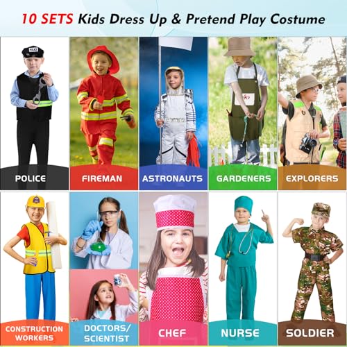 10-Set Dress-Up Costumes for Kids Ages 3-8